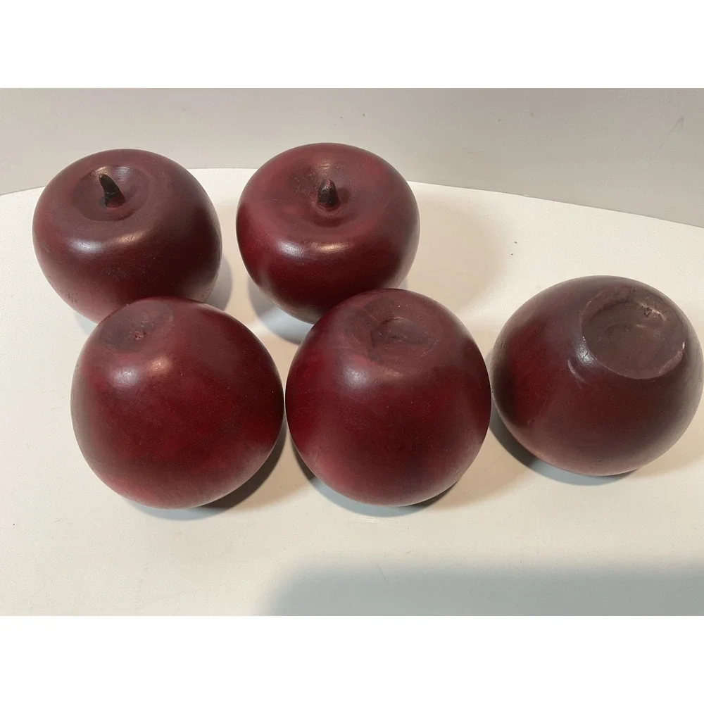 Set‎ of 5 Wooden Realistic Red Apples Decorative Faux Fruit Kitchen Decor
